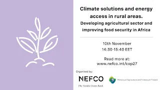 COP27 side event: Climate solutions and energy access in rural areas