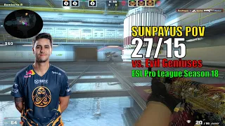 SunPayus POV | 27-15 on NUKE | ENCE vs. Evil Geniuses at ESL Pro League Season 18