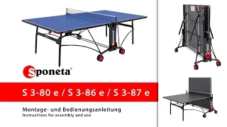 Sponeta S 3-80 / 86 / 87 e - Montageanleitung Tischtennistisch / Instructions for assembly and use