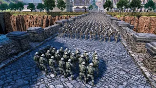 30 Modern Soldiers Defend Bridge from 15.000 Skeleton Warriors - Ultimate Epic Battle Simulator