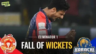 PSL 2019 Eliminator 1: Islamabad United vs Karachi Kings | CALTEX Fall of Wickets