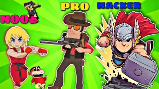 SHINCHAN and CHOP got THOR POWERS ! | Noob vs Pro vs Hacker vs GOD In MERGE FIGHTING| IamBolt Gaming