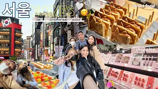 korea diaries ep. 1 🇰🇷 a 7am flight, going around myeongdong, and lots of street food 🍢🎉