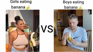 Girls eating banana🍌 vs Boys eating banana🍌 🤣😜