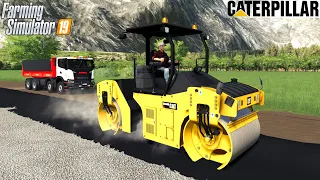 Farming Simulator 19 - CATERPILLAR CB44B Compactor Roller Compaction of Asphalt