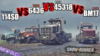 New DLC Truck BOAR 45318 vs Tayga vs Royal vs Freightliner | SnowRunner truck vs truck