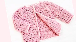 Crochet baby cardigan sweater coat or jacket LEFT HAND VERSION Easy Crochet Sweater Patterns