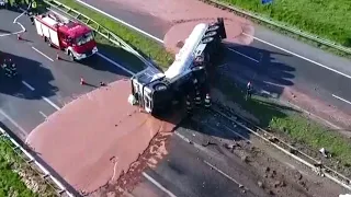 Tanker Full of Chocolate Spills All Over Highway