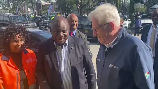 President Cyril Ramaphosa arrives at the Garden Route District Municipality offices in George