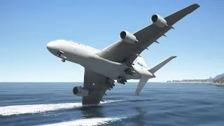 Giant Airplane 'a380' Stunning Landing after "Engine Dip" into the Sea | GTA 5