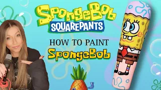 🧽 How To Paint SpongeBob SquarePants | Step By Step Nail Art Tutorial | Beginners | Summer Design