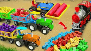 Diy tractor making mini bulldozer repair railways train | fish pond construction,cherrey harvest