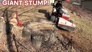 Grinding Out A Giant Stump! || Ventrac Stump Grinder