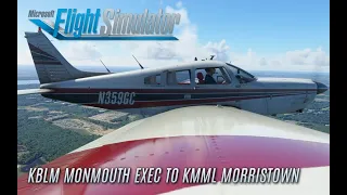 Microsoft Flight Simulator 2020 VFR JustFlight Piper Arrow 3 Flight: KBLM Monmouth to KMMU