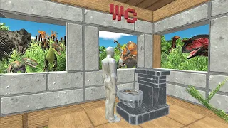 Dinosaur camping Part 6. Let's install a toilet at the camp base! | Animal Revolt Battle Simulator