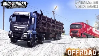 Spintires: MudRunner - MAN 18.440 Towing a Mercedes on a Slippery Road