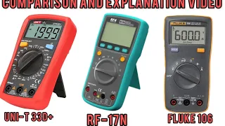 UNI-T 33d+ ‘ RF4-17n & FLUKE 106 multimeter | comparison and explanation video in Hindi