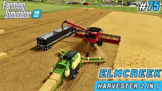 Harvester 2 in 1 harvesting barley & baling straw | Elmcreek | Farming simulator 22 | Timelapse #75