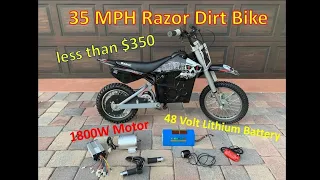 35 MPH / 48 volt - Razor MX650 MX500 SX500 RSF650 upgrade for $350, Lithium Battery Upgrade