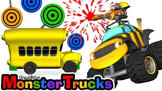 Monster Trucks For Kids | Learn Colors with Monster Truck Paint Ball | GiggleBellies