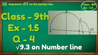 Class - 9th, Ex - 1.5, Q 4 ( NUMBER SYSTEM ) CBSE NCERT show Root 9.3 on number line