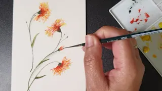 Comment peindre des fleurs à l'aquarelle facilement/Fleurs des champs/Flowers watercolor painting