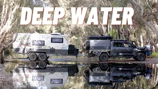 WE GET IN DEEP WATER!! Offroad camping in a HYBRID Caravan ⛺️