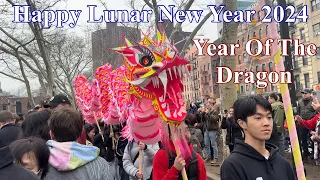 Chinese Lunar New Year 2024 Firecrackers Celebrations In Chinatown, NYC 🐲 Year of the Dragon 🐲🇨🇳