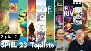 Top 3 plus 2 – Neuheiten – SPIEL Essen 2023 – Brettspiele – mit Alex & Peat