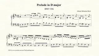 Bach, Prelude in D major, BWV 936, Organ