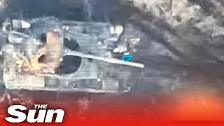 Ukrainian forces blow up armoured Russian tank in Luhansk