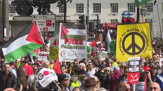 Pro-Palestine protesters demand ceasefire in Gaza near British Parliament | AFP