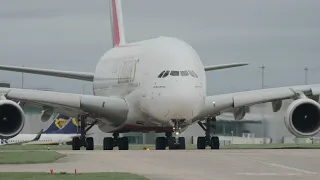 SUPER CLOSE UP Airbus A380 Takeoff from Manchester Airport