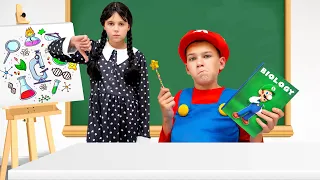 Super Mario contre Mercredi Addams dans une vidéo pour enfants 👧🏼🎉💖