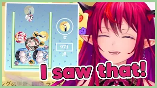 IRyS saw a fan game of "hololive chest version" of Suika Game