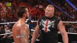 [HD] Brock Lesnar attacks CM Punk - RAW 17/6/13