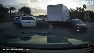 Dashcam video shows Florida law enforcement chase after stolen box truck