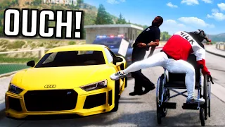 Kicking people using wheelchair in GTA 5 RP