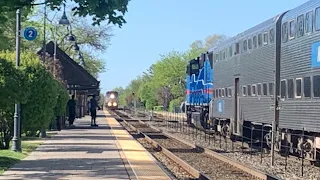 Great Metra and Amtrak Trains at Glenview during Evening Rush Hour