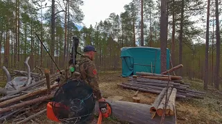 ВОЗВРАЩЕНИЕ К ЛЕСНОЙ ХИЖИНЕ. ДОБРАЛСЯ ДО РЫБАЦКОГО БАЛАГАНА. МОЁ ЖИЛИЩЕ В ГЛУХОЙ ТАЙГЕ. РЫБАЛКА.