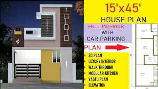 15 X 45 HOUSEPLAN WITH CAR PARKING|15 BY 45 |MODERN SINGLE FLOOR HOUSE DESIGN|HOME DESIGNS