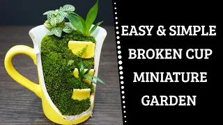 Moss Garden in Broken Cup | Tea Cup Miniature Garden | DIY Miniature Moss Garden