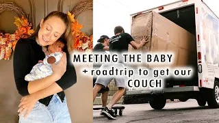 roadtrip to pick up our couch + MEETING THE BABY! | XO, MaCenna Vlogs