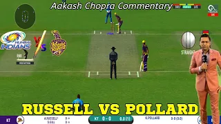 Russell Vs Pollard || 6 Balls 25 Runs || Aakash Chopra Commentary || Real Cricket 20 #shorts