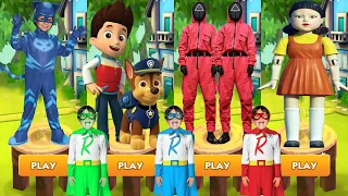 Tag with Ryan PJ Masks Catboy vs PAW Patrol Ryder Run vs Squid Game Red Light Green Light - Gameplay