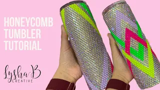 Honeycomb tumbler using a rhinestone pattern, How to rhinestone a tumbler