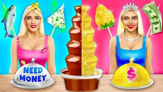 Desafío chocolate RICO VS POBRE | ¡Bocadillos reales VS chocolate! Guerra de chicas por RATATA BOOM