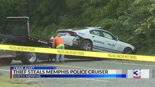 Stolen Memphis Police cruiser crashes on Mud Island; suspect gets away