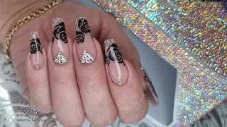 Elegant nails with crystals and lace nail art. 💅  Shein crystal nail lamp review