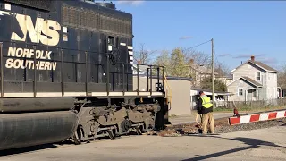 Industrial Railroad Switching, Norfolk Southern SD40 Works Worn Out Spur ,  Middletown, Ohio trains